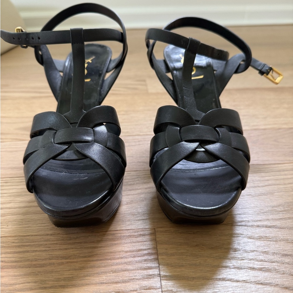 Yves Saint Laurent Black High Heel Platform Sandals